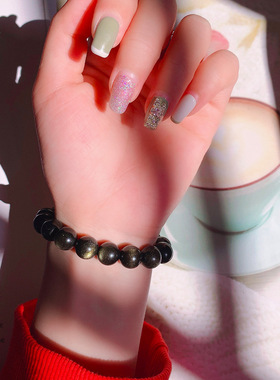 情侣天然金曜石招财转运貔恘手串