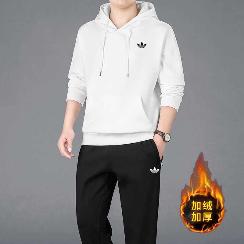 奥特莱斯运动连帽卫衣套装男秋冬款纯棉加绒加厚休闲运动服两件套,淘宝优惠券,粉丝福利购,淘宝优惠卷