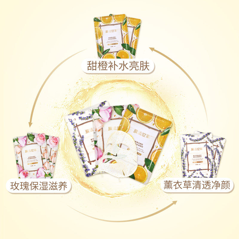 膜法世家官方旗舰店膜法世家水嫩亮润精油微粒面膜贴三合一15片水润肌肤补水亮肤女3