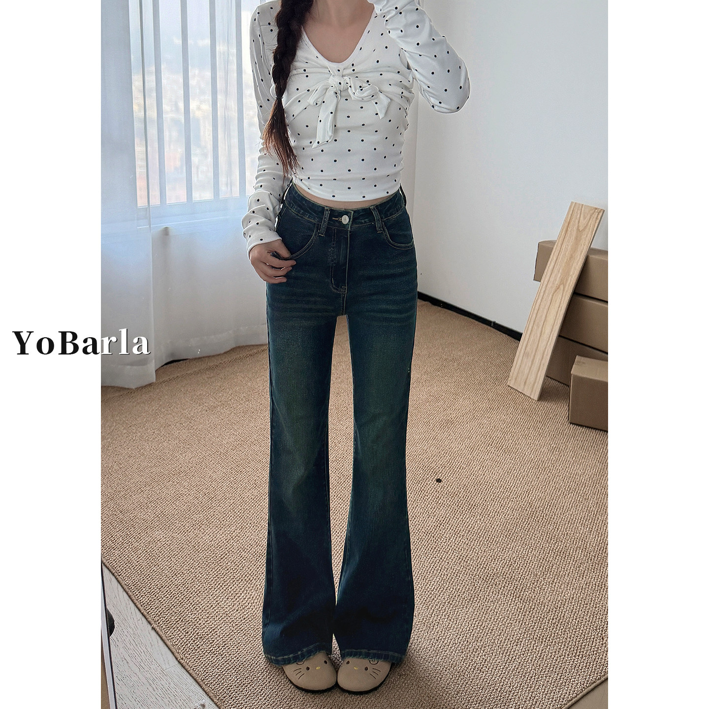 复古高腰微喇牛仔裤女冬季新款加绒胖mm弹力大码显瘦喇叭马蹄裤子,淘宝优惠券,粉丝福利购,淘宝优惠卷