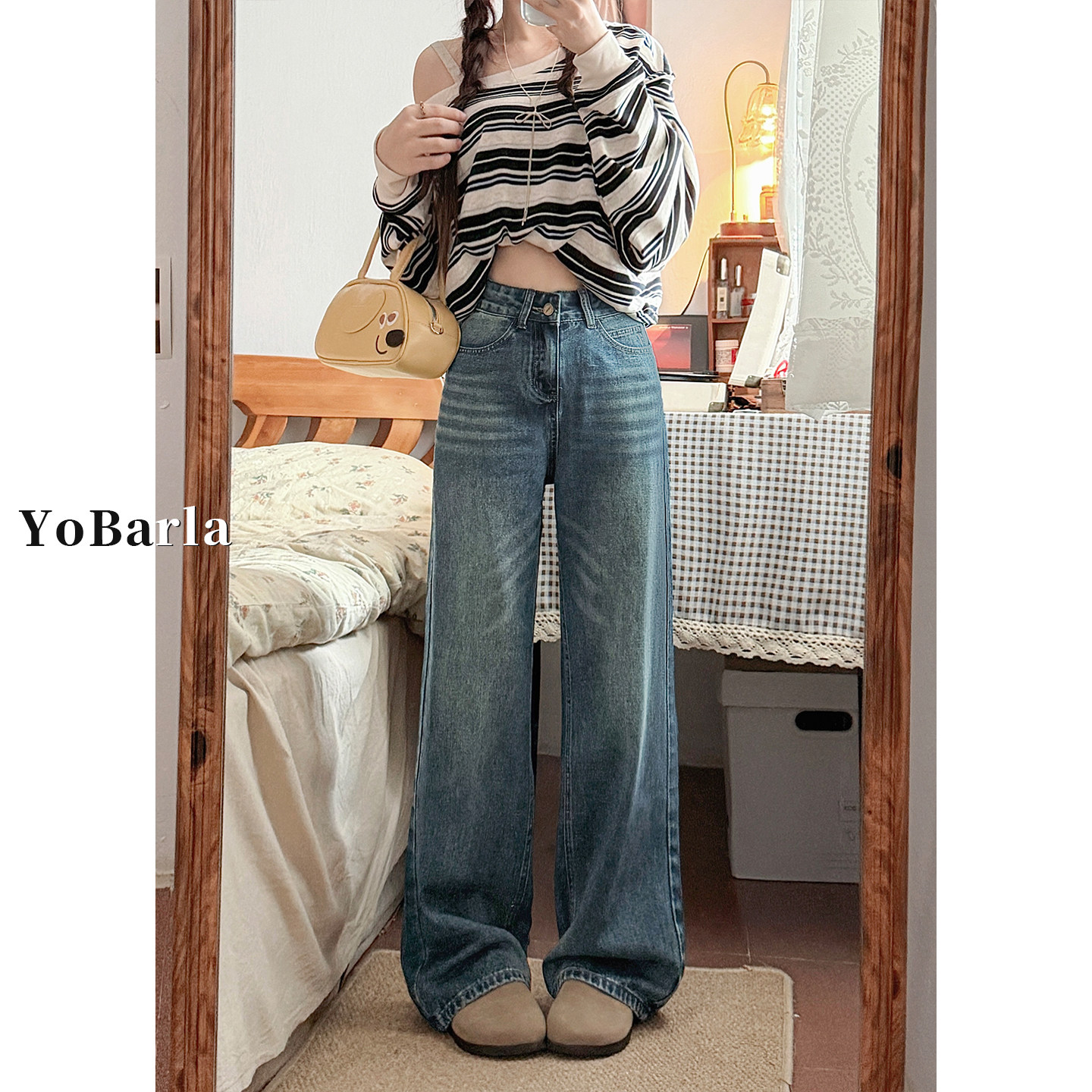 复古直筒牛仔裤女秋冬新款宽松大码显瘦胖mm梨形身材垂感阔腿裤子,淘宝优惠券,粉丝福利购,淘宝优惠卷
