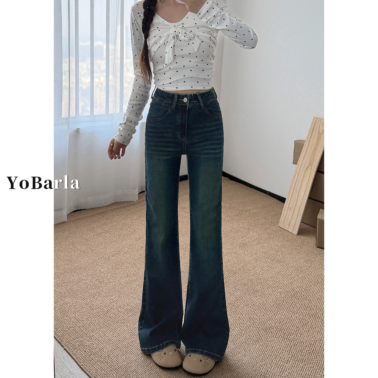 复古高腰微喇牛仔裤女冬季新款加绒胖mm弹力大码显瘦喇叭马蹄裤子,淘宝优惠券,粉丝福利购,淘宝优惠卷