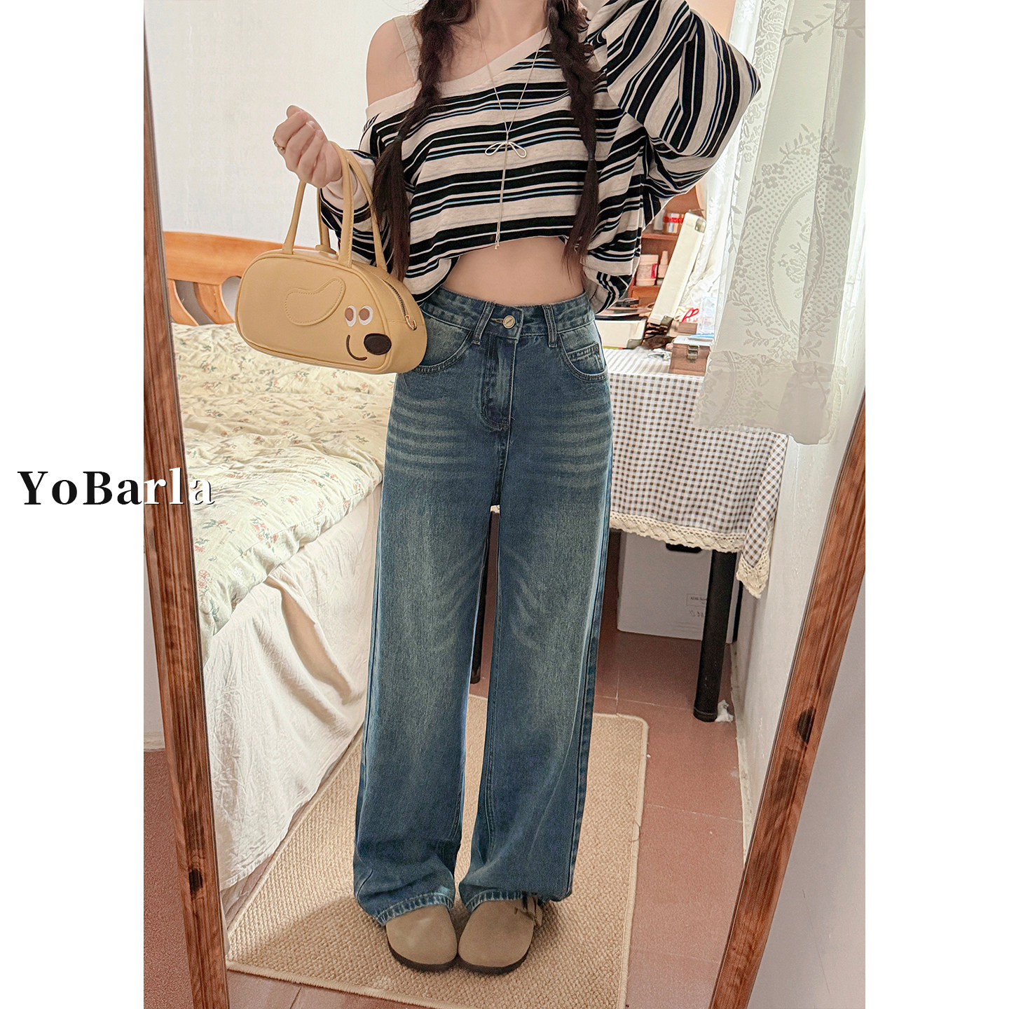 复古直筒牛仔裤女秋冬新款宽松大码显瘦胖mm梨形身材垂感阔腿裤子,淘宝优惠券,粉丝福利购,淘宝优惠卷