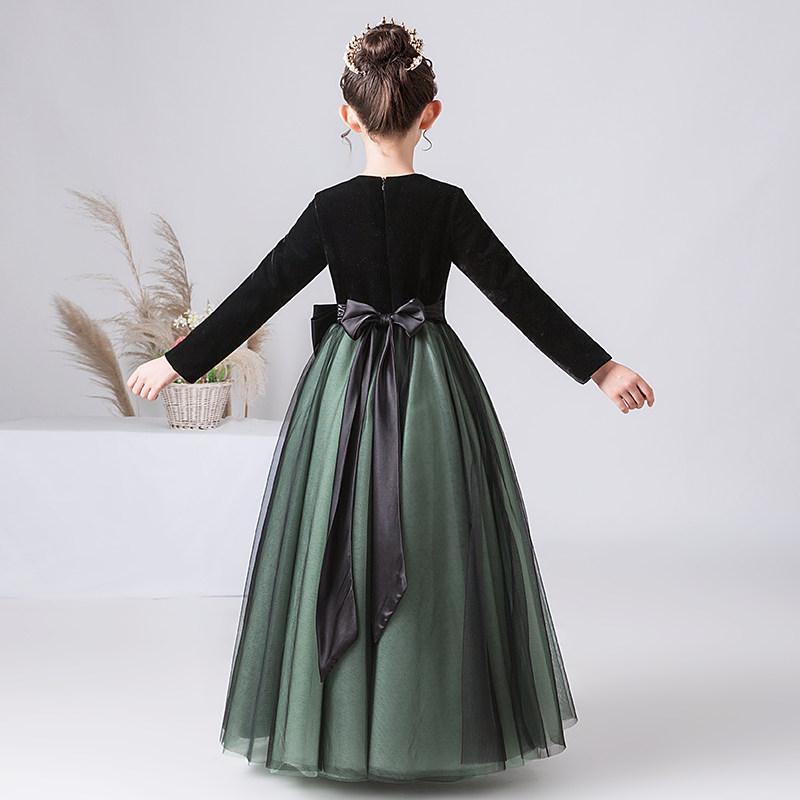 儿童礼服公主裙女童绒布长袖主持礼服裙钢琴演出服中大童晚礼服冬,淘宝优惠券,粉丝福利购,淘宝优惠卷