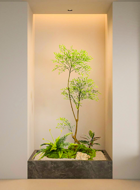 海虹雅林仿真南天竹假绿植造景高端轻奢室内楼梯下仿生景观植物