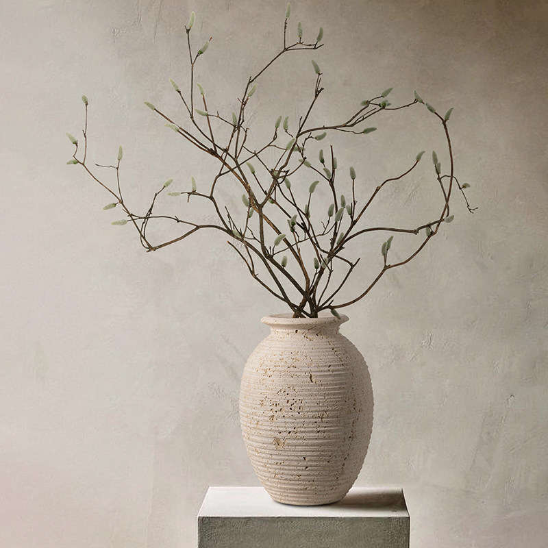 海虹雅林桌面摆件天然洞石大花瓶装饰客厅玄关装饰花盆轻奢侘寂风,淘宝优惠券,粉丝福利购,淘宝优惠卷