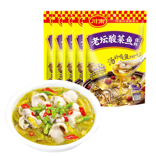 川南老坛酸菜鱼佐料300g*10袋 四川火锅底料鱼调料老坛鱼酸菜鱼 - 图2