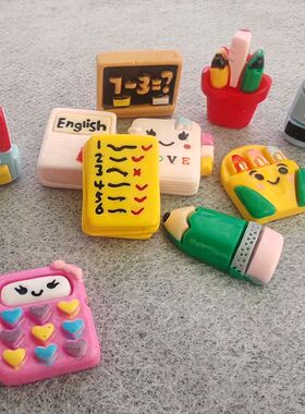 仿真学习文具书包铅笔作业本小黑板冰箱磁贴创意贴片可爱装饰照片