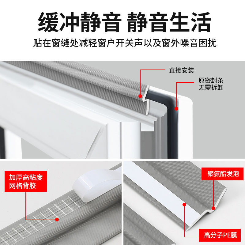 门窗缝隙密封胶条塑钢窗挡风神器推拉窗密封条防尘静音防风隔音条-图0