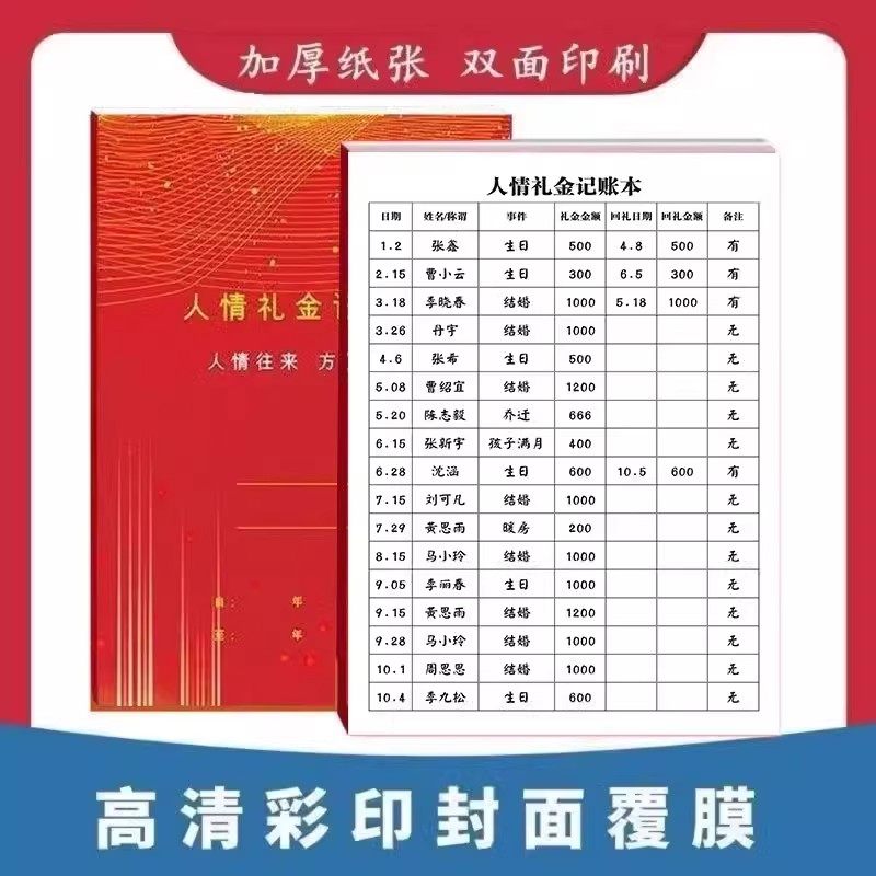 人情礼金往来记账本加厚借婚礼随礼册记录礼单人情礼簿结婚签到本,淘宝优惠券,粉丝福利购,淘宝优惠卷