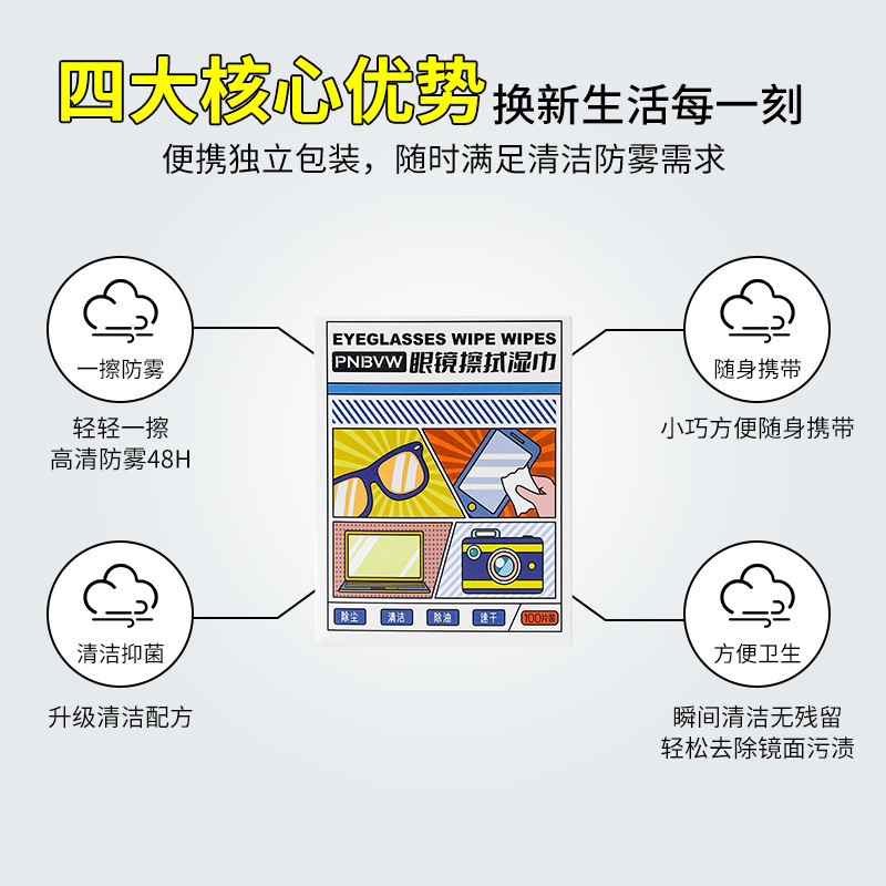 防雾擦眼镜湿巾一次性擦镜纸专业清洁镜片擦拭手机屏幕防雾眼镜布-图1