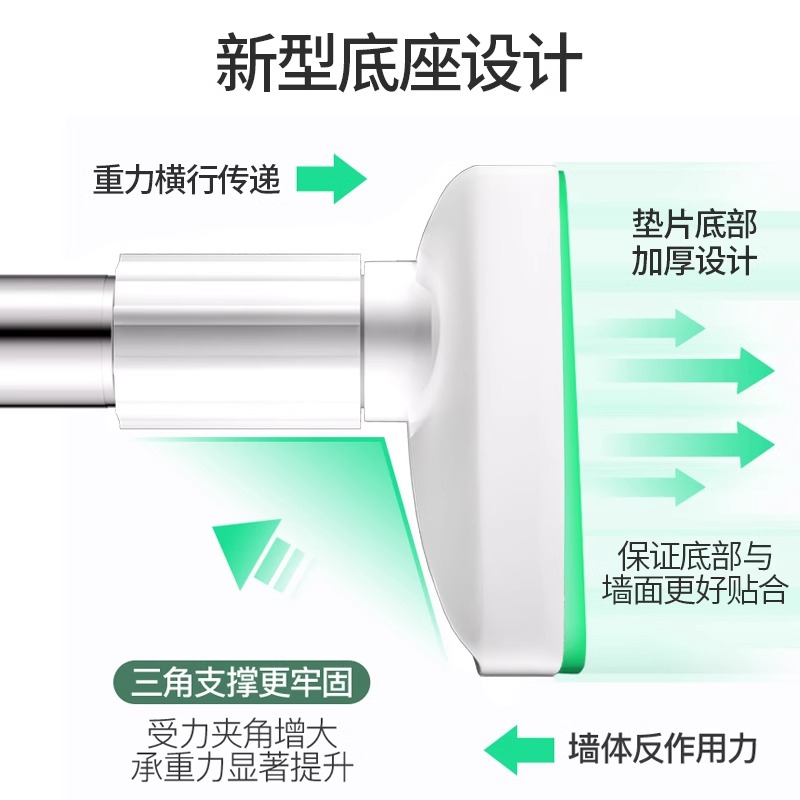 免打孔伸缩晾衣杆阳台固定晾衣架窗帘杆衣柜卫生间撑杆升缩挂杆子 - 图2