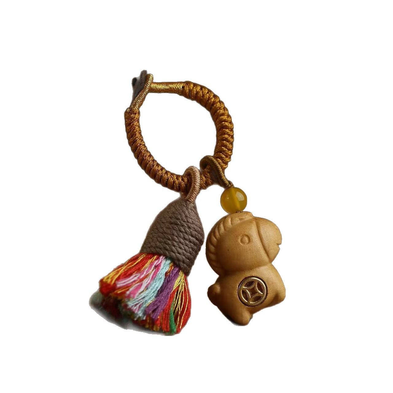 彩虹木马上有钱汽车钥匙扣挂件檀马车挂手工雕刻包包挂饰情侣礼物,淘宝优惠券,粉丝福利购,淘宝优惠卷