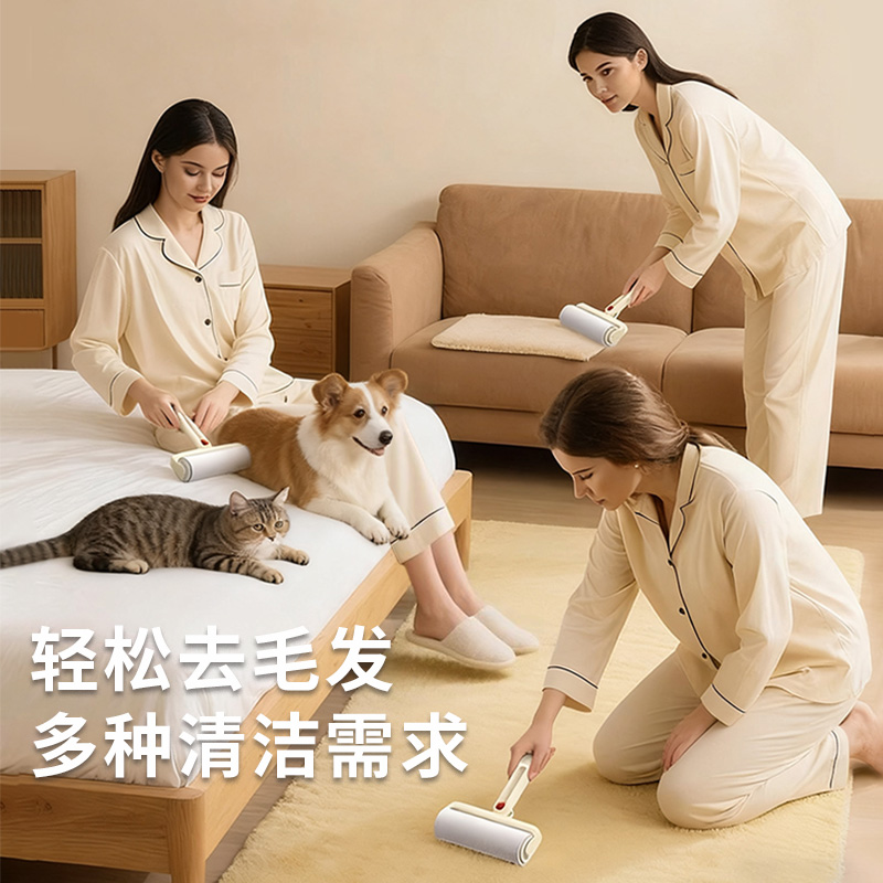 粘毛器滚筒可撕式替换卷纸滚刷除毛沾去猫毛强力衣服头发清理神器 - 图2
