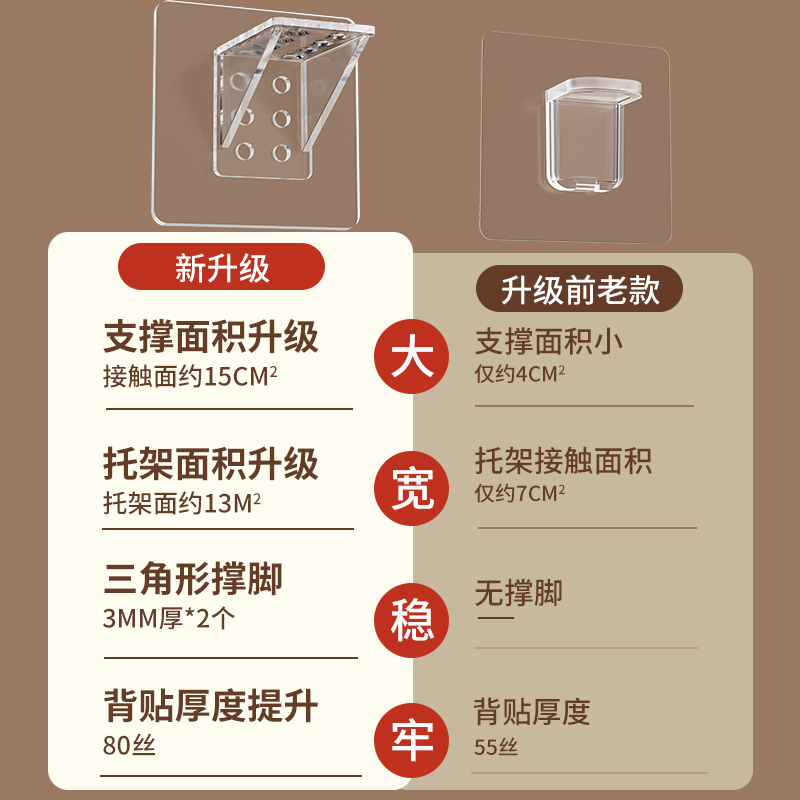 免打孔隔板托固定器层板托衣柜橱柜免钉粘贴置物架活动木板支撑片