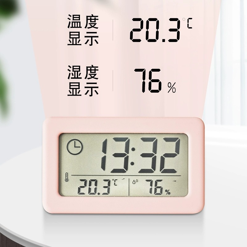 桌面时钟表摆台式迷你小温湿度计数字电子显示器时间摆放式小摆件-图0
