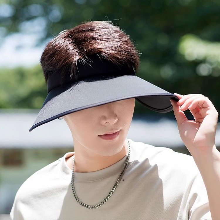 空顶防晒帽子2025新款太阳帽男夏可折叠防紫外线遮阳帽骑车大帽檐