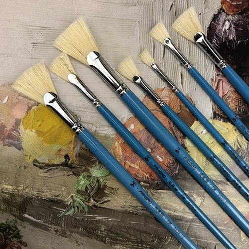 梵高猪鬃扇形笔水粉笔油画笔丙烯颜料画笔美术生专业扇形画笔套装 - 图0
