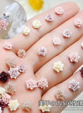 混装甜美软雕花玫瑰花美甲饰品