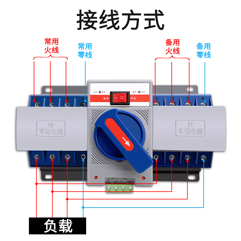 双电源自动转换开关220V家用单相63A备用电源手动切换开关控制器