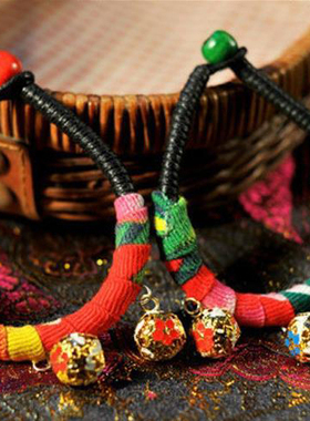 民族风铃铛百搭复古棉麻配饰手链