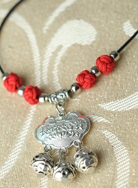 长命锁红色项链本命年保平安可调