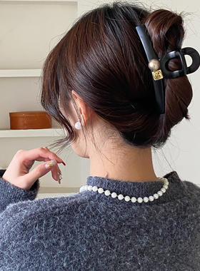 黑色抓夹女气质大号发量多发夹子头饰高级感后脑勺盘发鲨鱼夹发卡