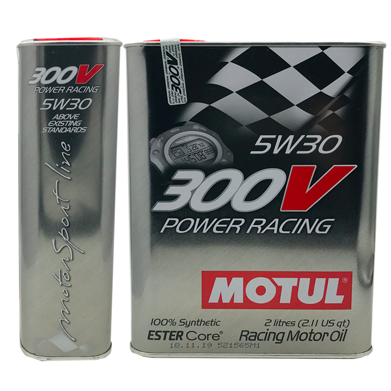 法国摩特MOTUL 300V POWER RACING 5W30全合成机油 2L装 铁罐 - 图1