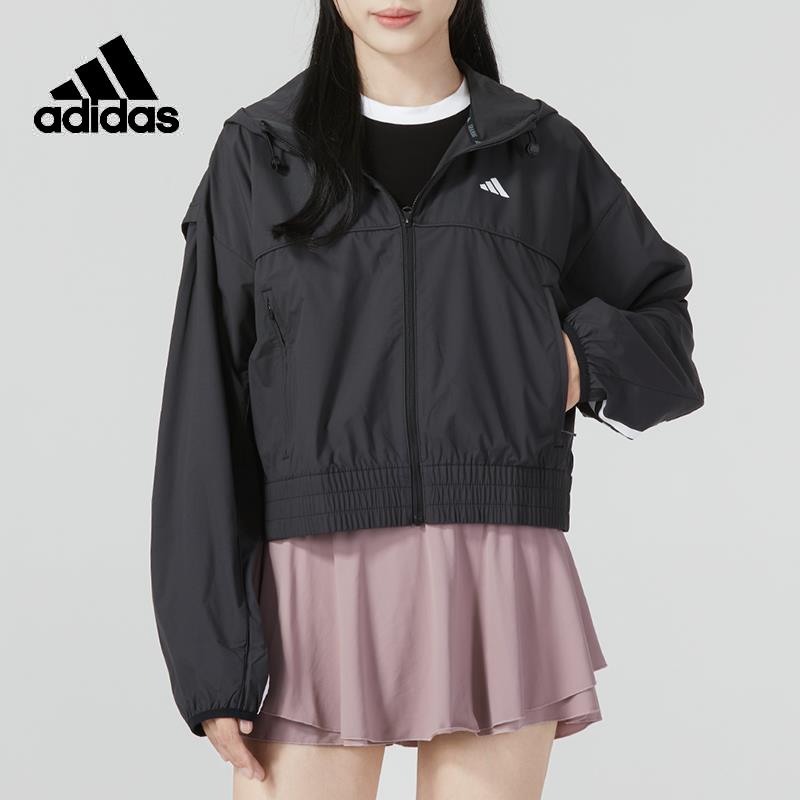 Adidas阿迪达斯夹克女2023新款运动服休闲防风连帽上衣外套IL6977-图3