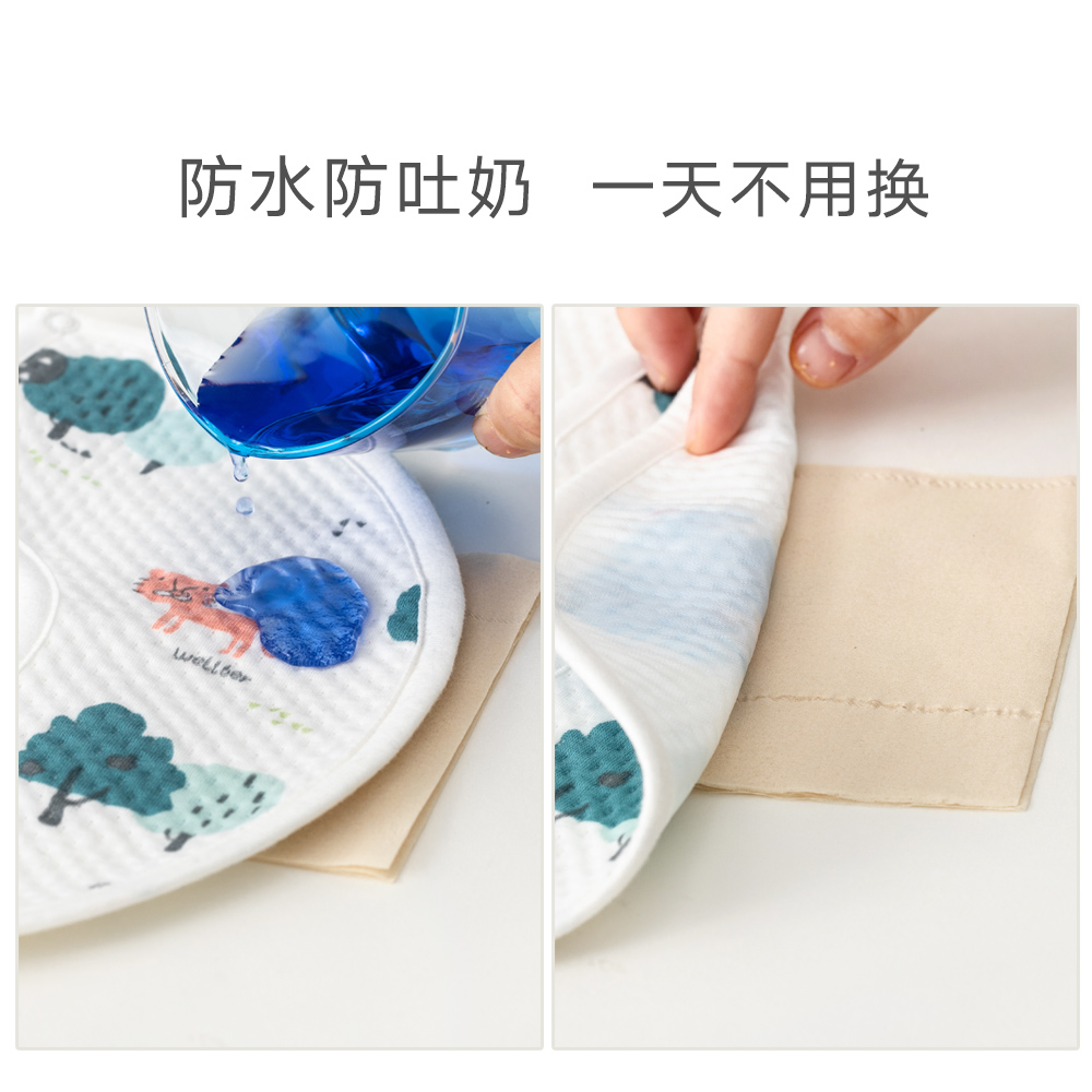 wellber旗舰店宝宝口水巾防水纯棉新生婴儿围嘴360度旋转男女孩儿童围兜春夏季1