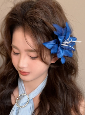 仿真百合花发夹指尖生花拍照发卡