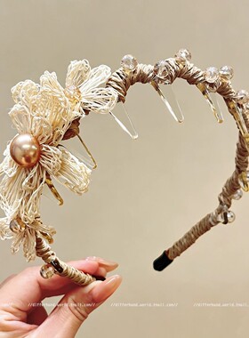 南法花田手勾拉菲草草编发箍