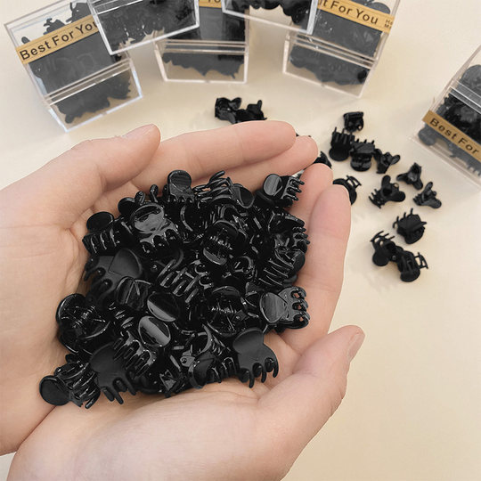 Mini accesorios para el cabello negros, pinza para el pelo de princesa pequeña, flequillo en la frente, horquilla lateral, diadema, clip de borde