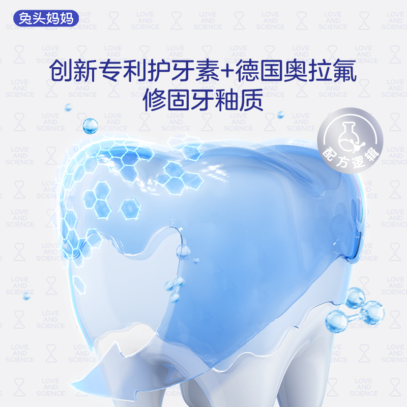 兔头妈妈奥拉氟儿童护牙素牙膏专利磷硅酸钠钙含氟防蛀固齿防龋齿