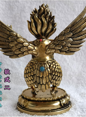 3寸大鹏金翅鸟 约高9cm 纯铜镀金精美做旧黑金工艺佛像大鹏鸟展翅
