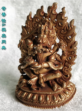 尼泊尔铜鎏金佛像四臂玛哈嘎拉