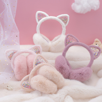 Cute Little Cat Ear Hood Children Winter Warm Plus Suede Foldable Imitation Rabbit Hair Thickening Girls Ear Warmer Cover Ear Cover