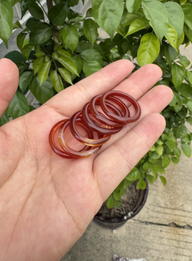 包邮/小口径黑玛瑙指环2-3mm/手镯/纯天然冰透白红玛瑙戒指1514