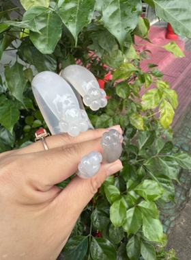 包邮天然玛瑙肉垫猫爪手镯白月光正圈宽版薄玉髓手环儿童女定制款