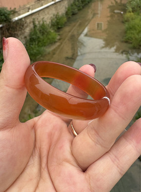 包邮小圈口白冰红色玛瑙手镯镯玉髓手环女款40-42-44-4650-525458