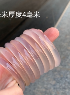 包邮芙蓉粉色玛瑙女士手镯玉髓深浅手环儿童成人小圈口细款505254