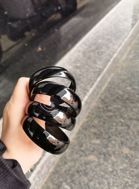 包邮乌鸡黑色薄款宽版玛瑙手镯儿童女童女生玉髓手环镯子佳飞龙48