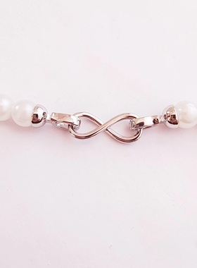 DIY配件 铜包金 8字扣单排珍珠项链搭扣头饰品制作女 图珠约8mm