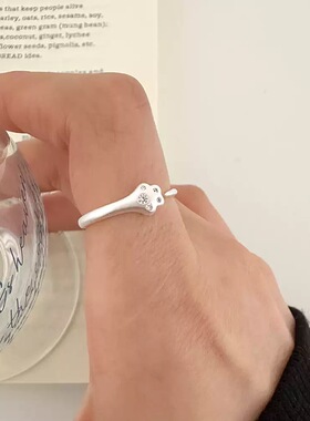 小巧时尚猫爪开口戒指女小众设计开口戒素圈轻奢简约感食指戒包邮