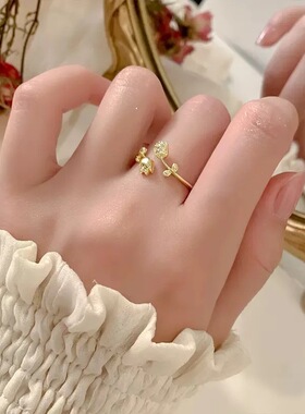 2026年双生之花戒指复古温柔田园风玫瑰花朵戒指指环仙女包邮