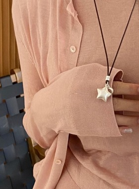 2025年新款折纸星星项链女古法实心星月吊坠气质女友情人节礼物