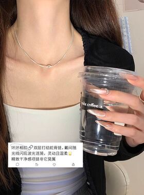双层打结蛇骨链女款2026新款项链感轻奢小众百搭设计配饰气质包邮