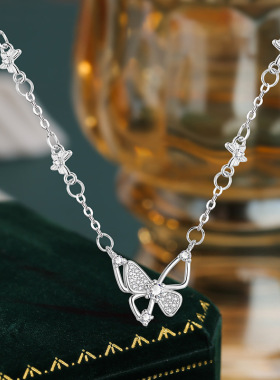 2026闪钻蝴蝶项链甜美气质锆石镂空项饰设计感小红书同款ins包邮
