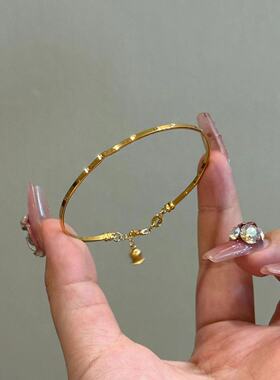 黄金色铃兰花手镯女精致