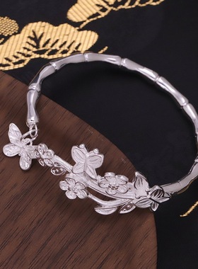 蝴蝶花丛新中式竹节手镯女